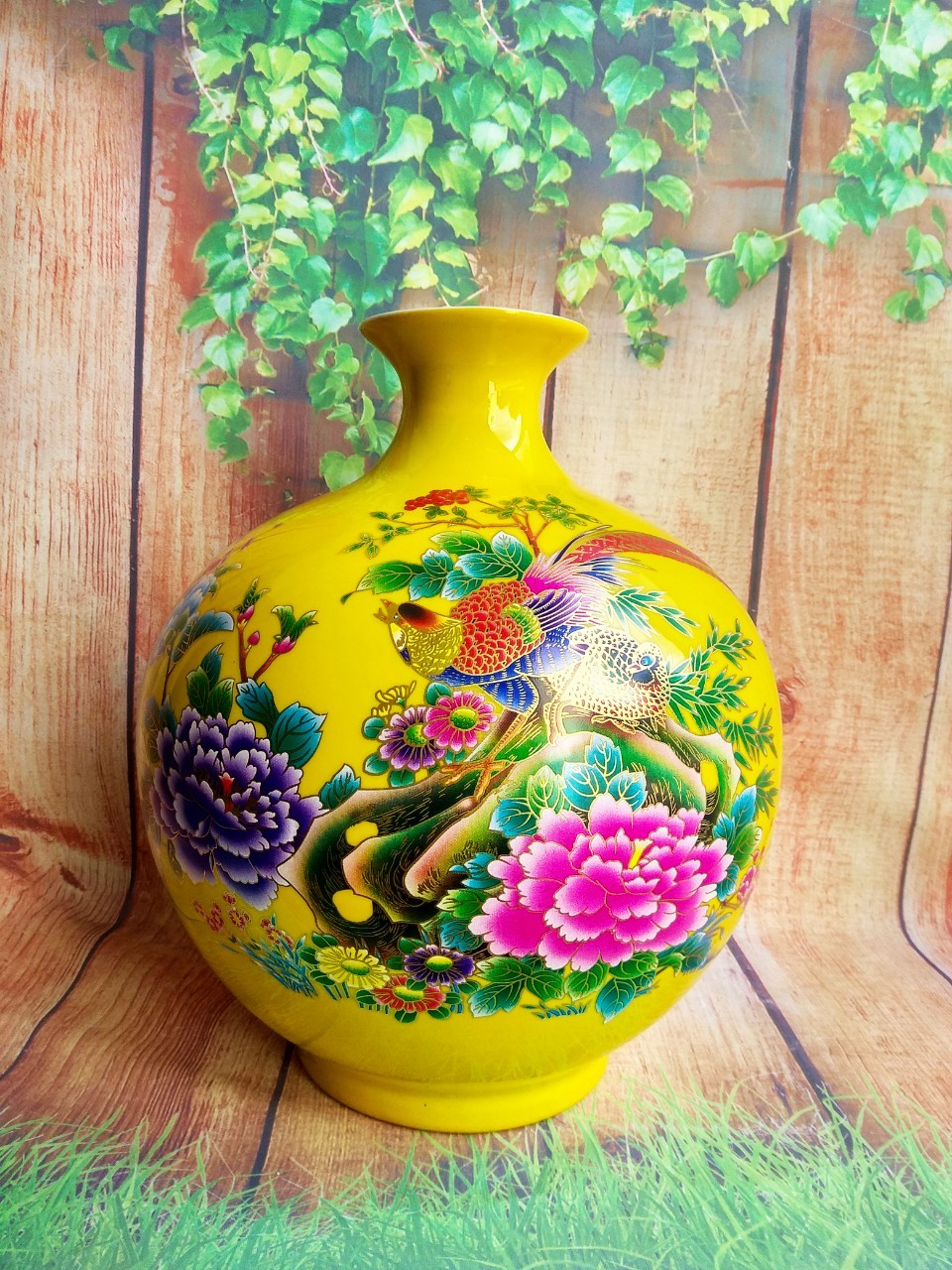Bình hút lộc chim phượng hoàng - hoa mẫu đơn